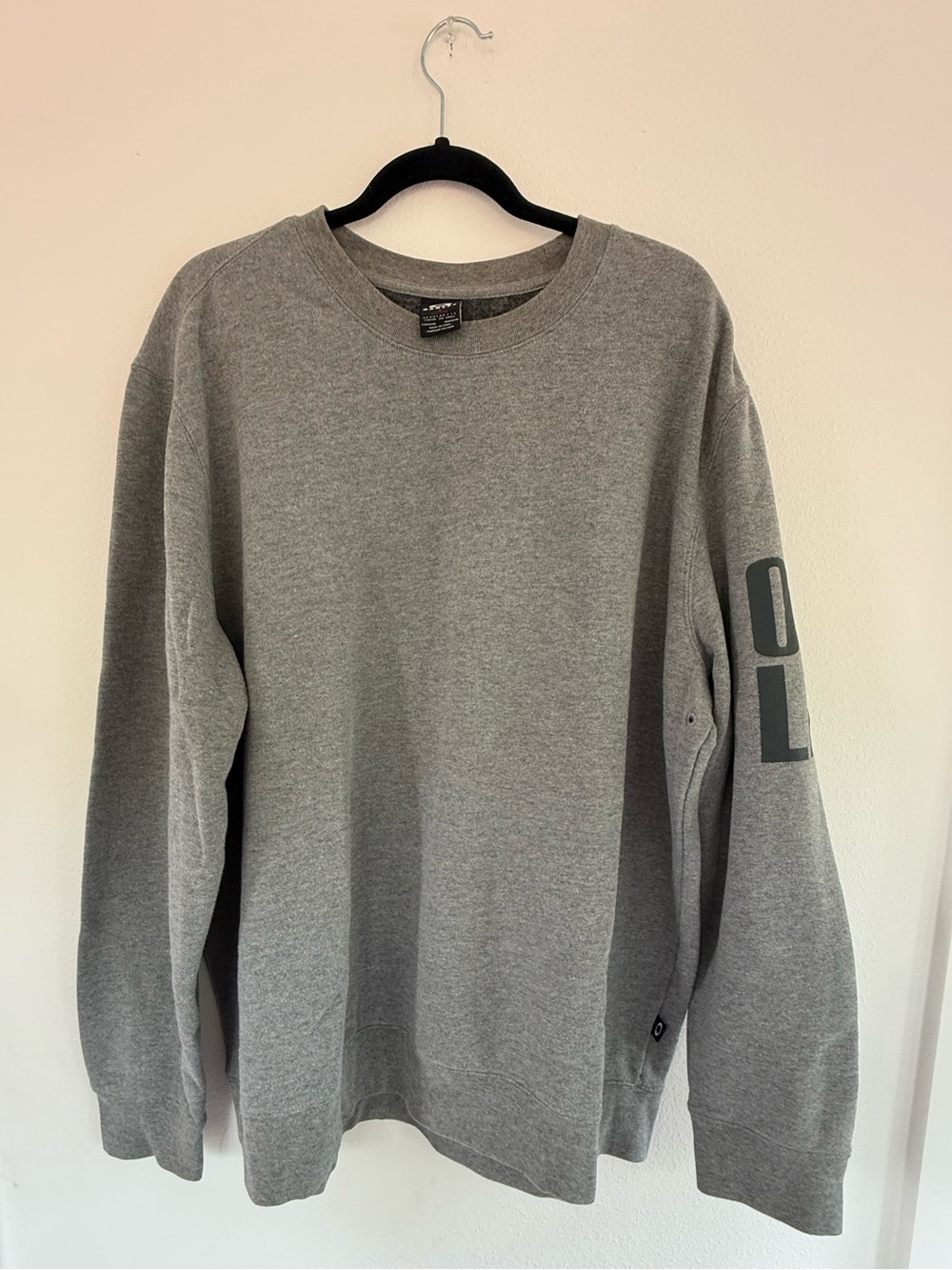 Oakley Gray Crewneck Sweater with Sleeve Logo